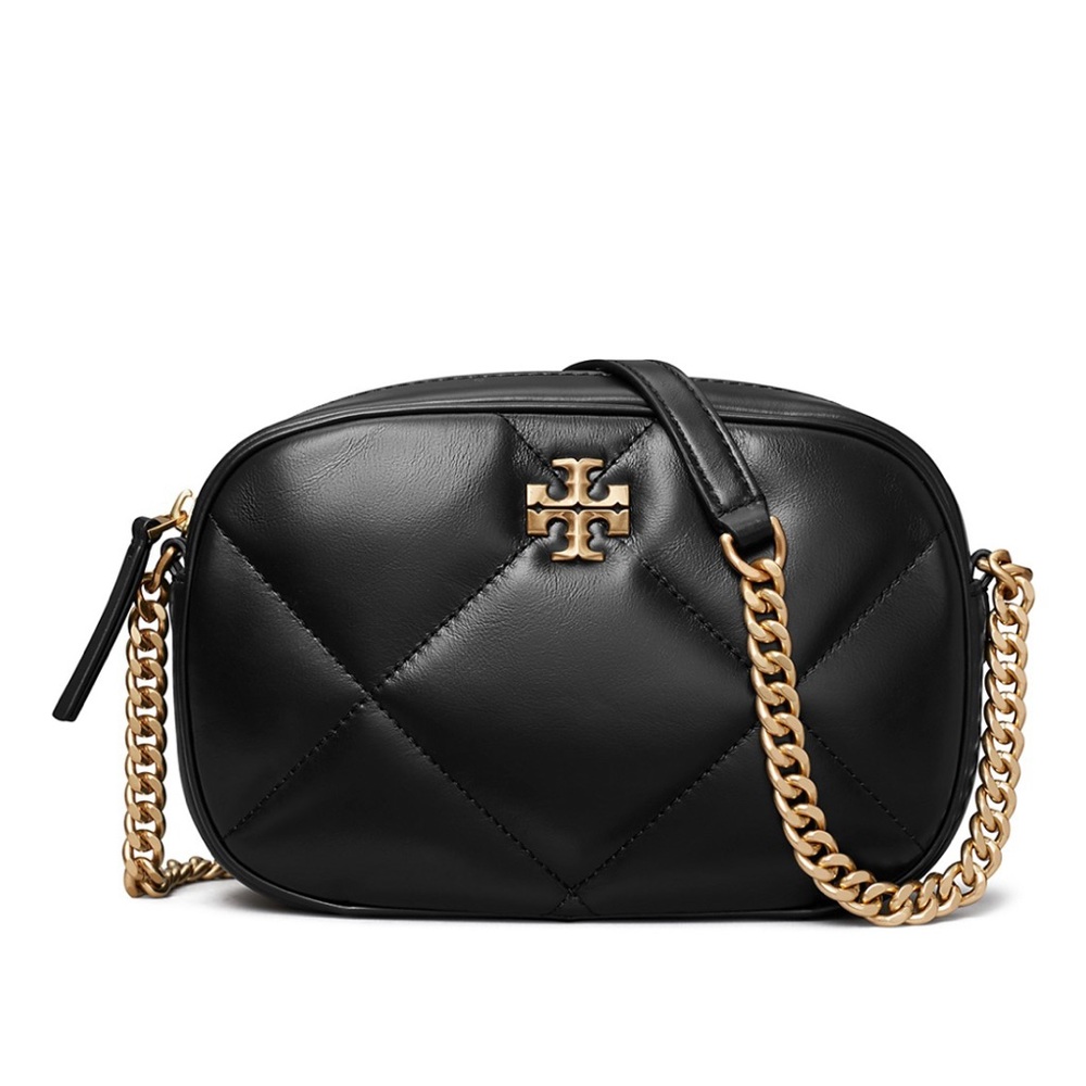 New Tory burch Kira Diamond Quilted Leather Camera Bag black